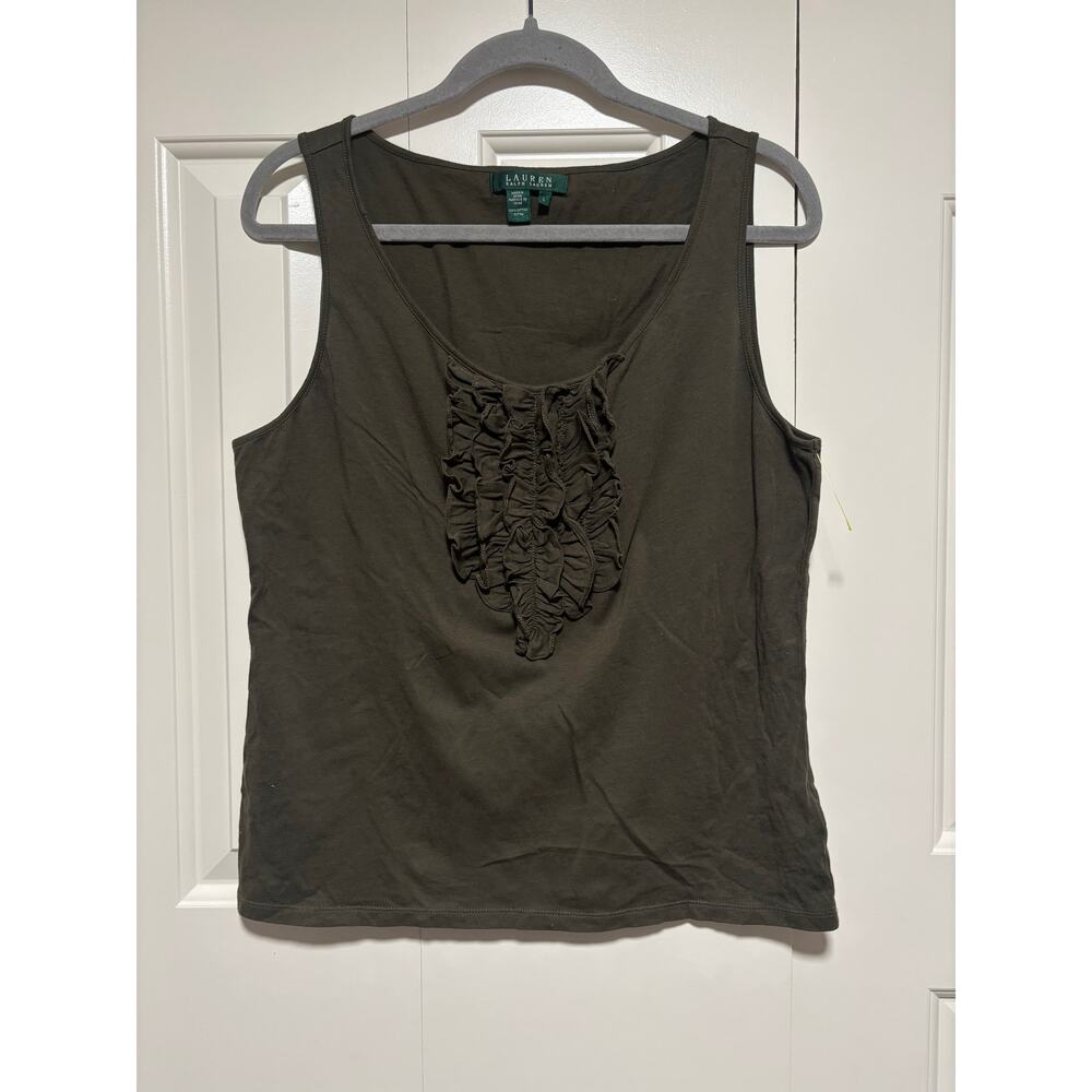 Lauren Ralph Lauren Olive Green Sleeveless Tank Top L - Picture 2 of 9